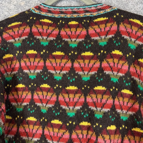 Vintage L.A.M. Alpaca Knit Cardigan Multicolor Size 44 Oversized Boho Relaxed - Picture 15 of 16